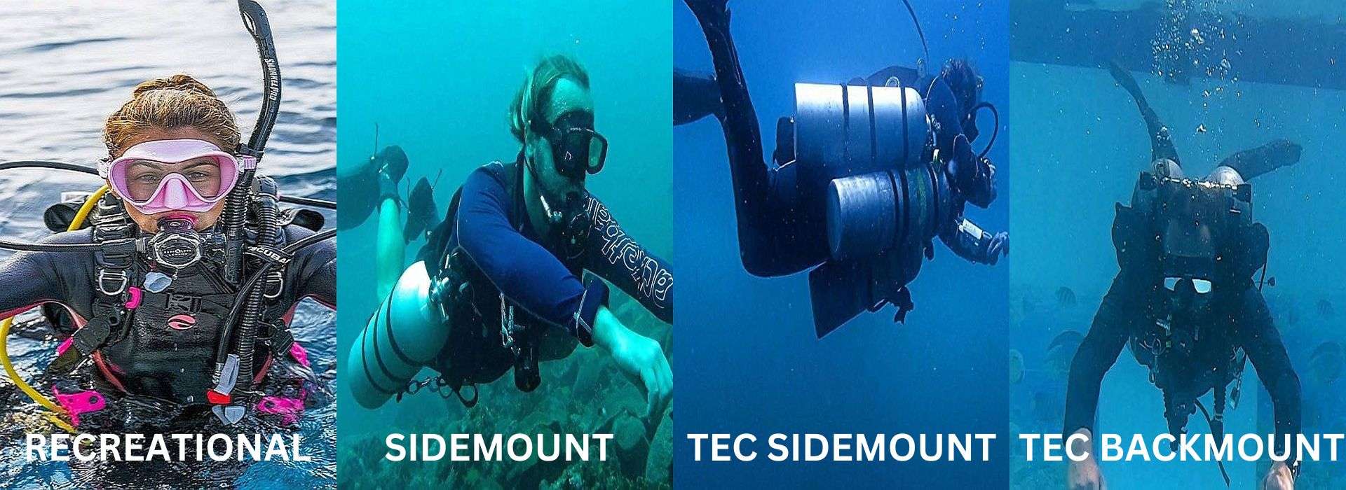 Diving tayrona park Colombia with Poseidon Dive Center PADI Recreational Sidemount Tec Sidemount Tec Backmount