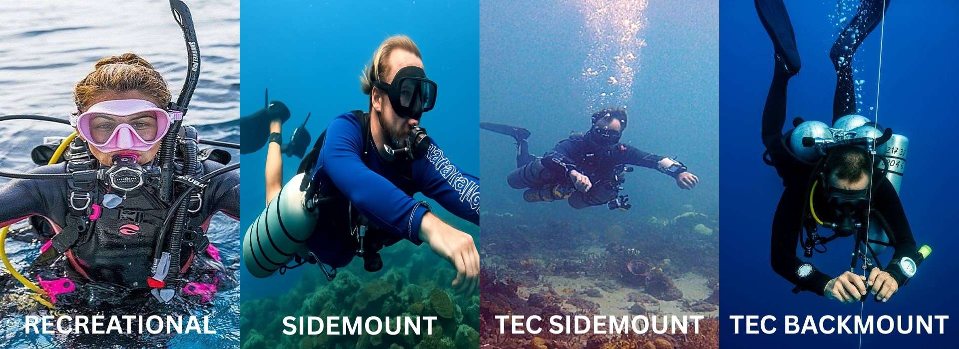 Diving tayrona park Colombia with Poseidon Dive Center PADI Recreational Sidemount Tec Sidemount Tec Backmount