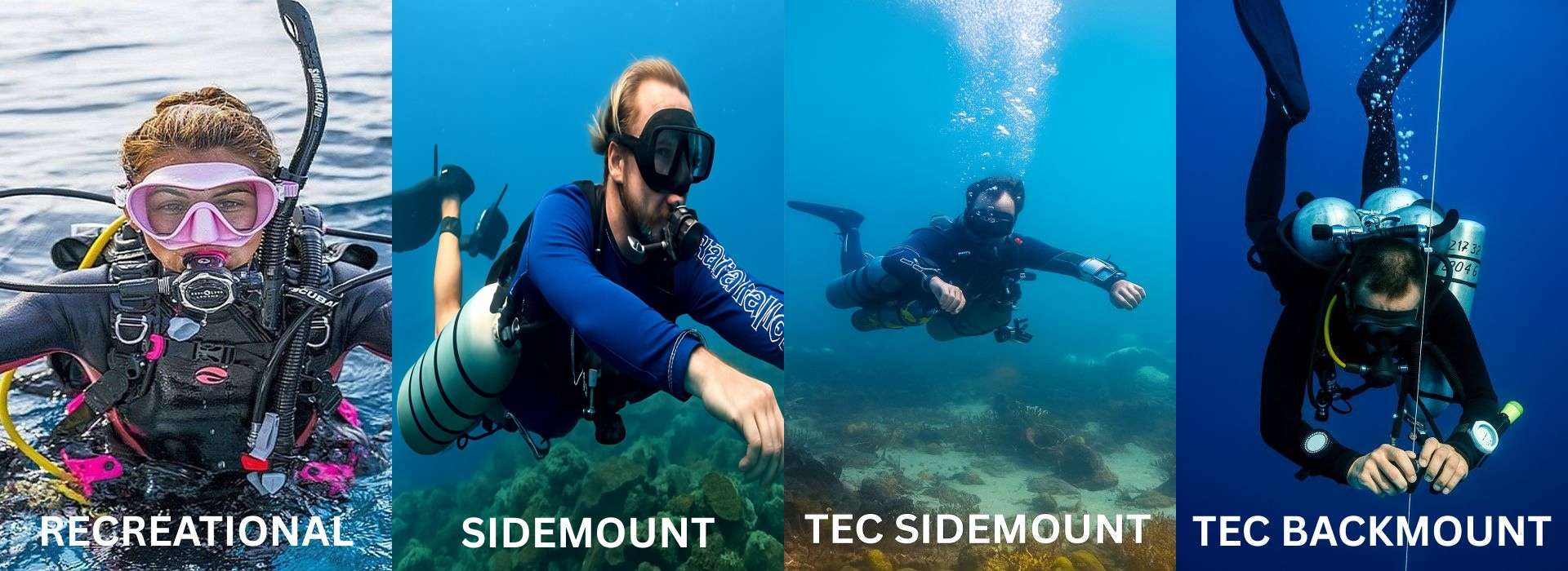 Diving tayrona park Colombia with Poseidon Dive Center PADI Recreational Sidemount Tec Sidemount Tec Backmount